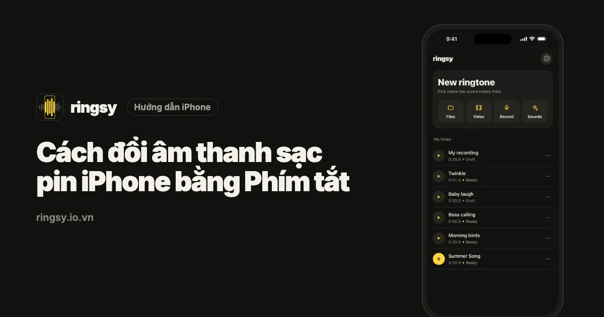 Ảnh bìa: cách đổi âm thanh sạc pin iPhone bằng Phím tắt