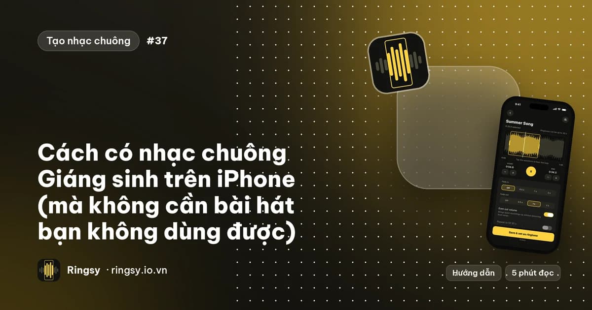 Ảnh bìa: cách có nhạc chuông Giáng sinh trên iPhone, cạnh trình chỉnh sửa của Ringsy